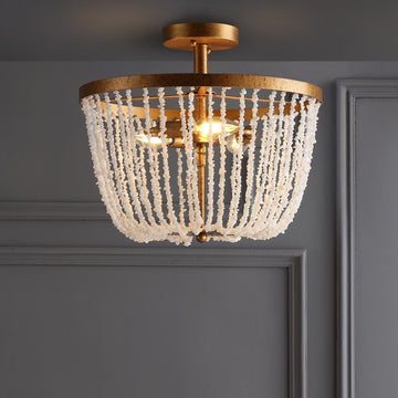 Georgian 15" Stone/Metal LED Flush Mount - JONATHAN Y